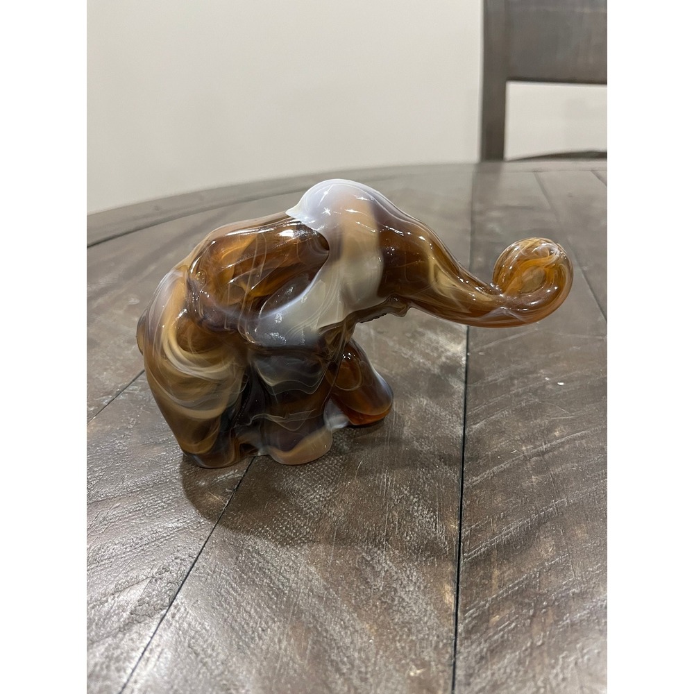 Imperial Caramel Glass‎ Elephant Figurine Brown Slag Heisley Mold